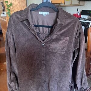 Brown Corduroy Button-Up Shirt